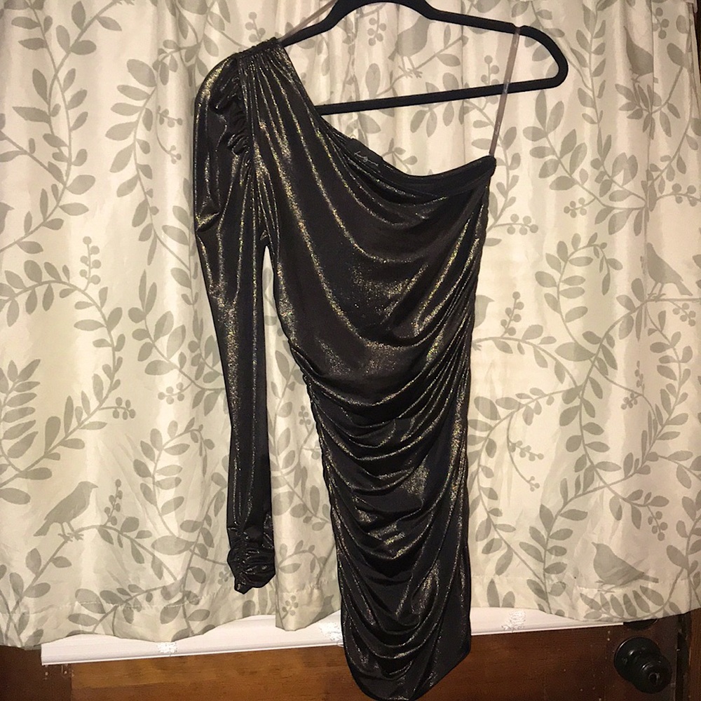 Metallic black & gold club dress